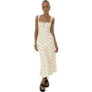 Princess Polly Cream and Orange Sleeveless Sundress